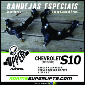 Chevrolet - S10 - UPPER ADAMS  - Dianteira - 02 Bandejas Especiais- Lift de 1 a 2"  - Regulagem de cambagem - Reposicionamento de Pivo - Kit Lift ate 75mm - Lift 7,5 cms - 4x4 - Suspensão Off Road - 2012 2013 2014 2015 2016 2017 2018 2019 2020 2021 2022 2023 2024 2025 2026 2027 2028 - Imagem 2